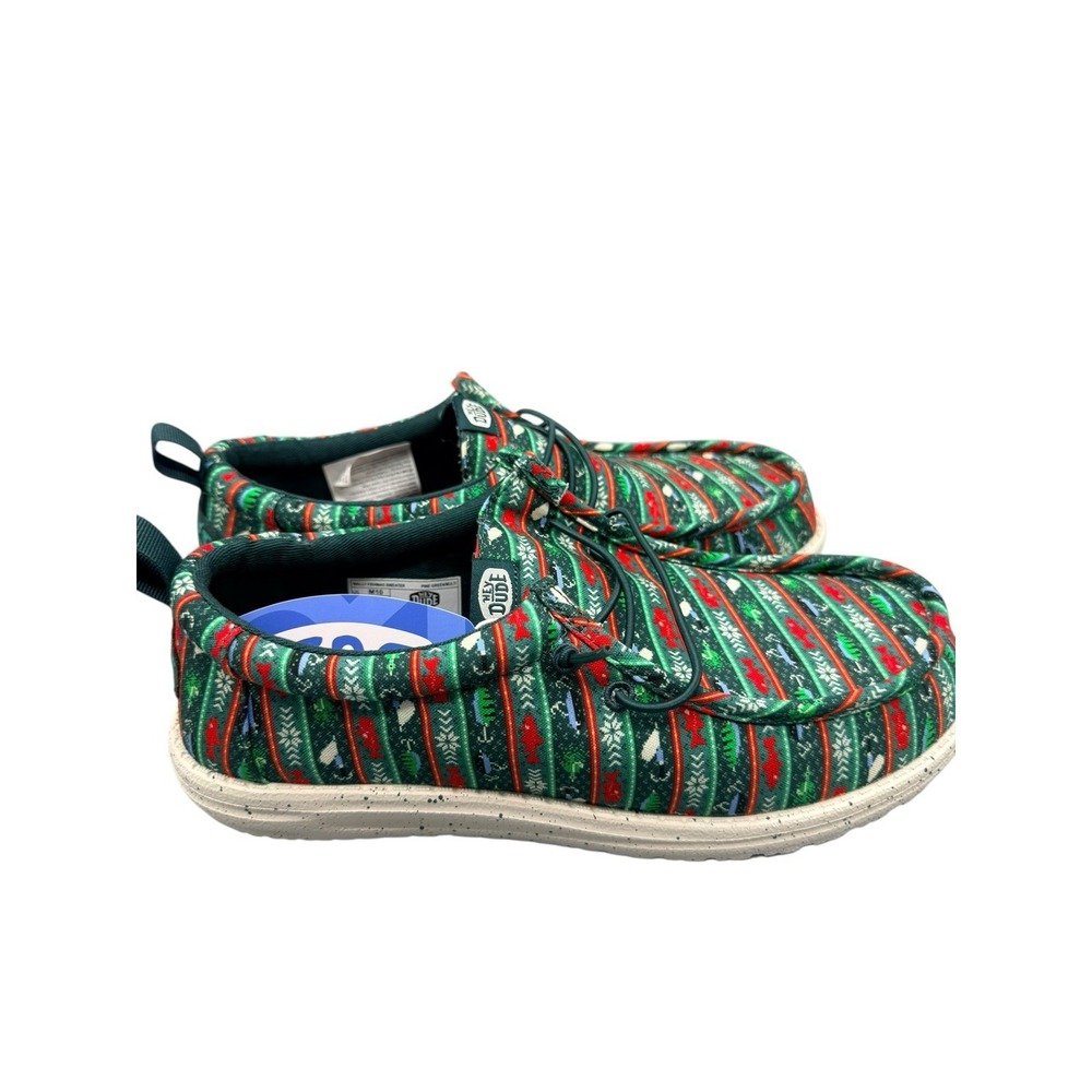 Hey Dude Wally Fishmas Sweater Pine Green Mens 10 Holiday‎ Outdoor Shoes NIB - Picture 3 of 9